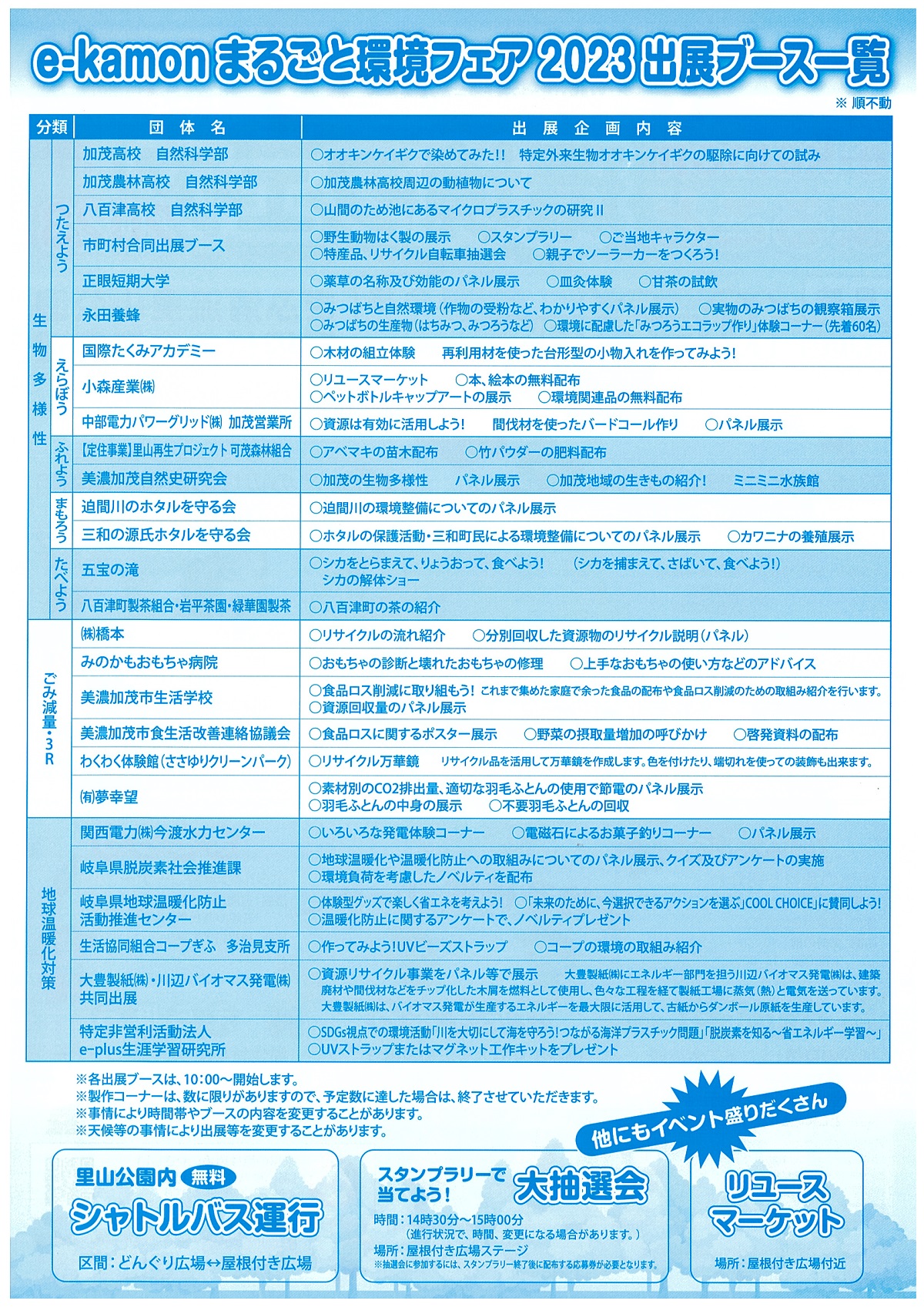 環境フェア2023 チラシ裏
